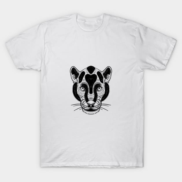 Black Leopard blackwork flash design T-Shirt by VEROfojt